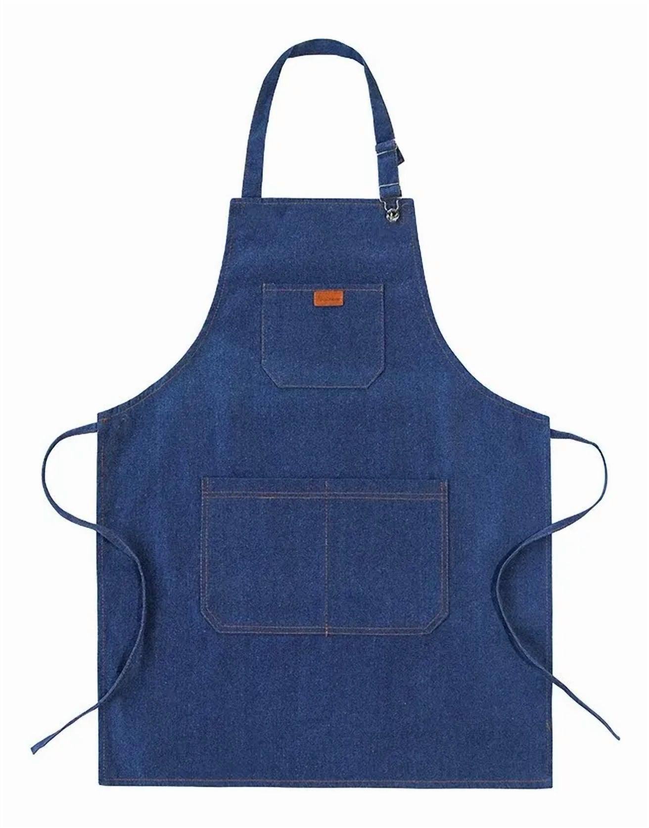 Linastore - Delantal De Garzon Mezclilla Jeans Para Cocina Bar Hogar Azul