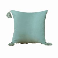 Genérico - Pack De 2 Fundas Para Cojín De Lino Con Pompones 45X45 Cm Agua