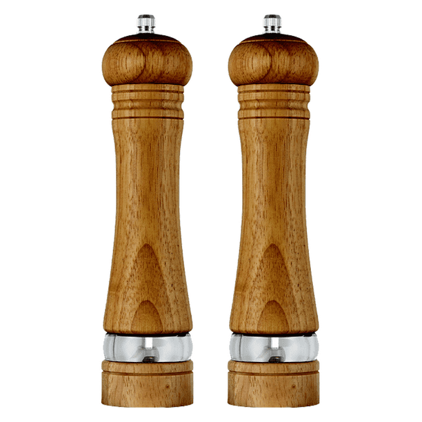 Juegos de molinillos de sal y pimienta de madera, molinillos de sal manuales clásicos, juegos de molinillos de pimienta recargables