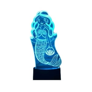 Lelumania - Lampara Ilusion 3D Sirena De 7 Colores, Base Touch
