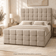 thumbnail image 3 of Base de cama tapizada Mueblart Cuadros 1 plaza Ecocuero Beige con respaldo y piecero, 3 of 3