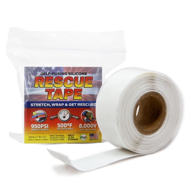 Cinta adhesiva de silicona autofundible Rescue Tape Bond It de 1 cm x 3,6 m, color blanco