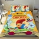 thumbnail image 1 of Pollo Interrumpido Conjunto de sábanas temático, trío de piezas, cómodo y amigable con la piel, diseño único, regalo de decoración para el hogar para familiares, amigos y fans,173cm *218cm, 1 of 6