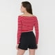 thumbnail image 2 of Polera Mujer Sin Hombros M/L Rayas Rojo Corona, 2 of 5