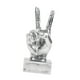 thumbnail image 3 of Estatua Divertida Con Gesto De Dedo, Decoración De Escritorio Para Chimenea, Mesa, Granja, Paz, Plata, 3 of 3