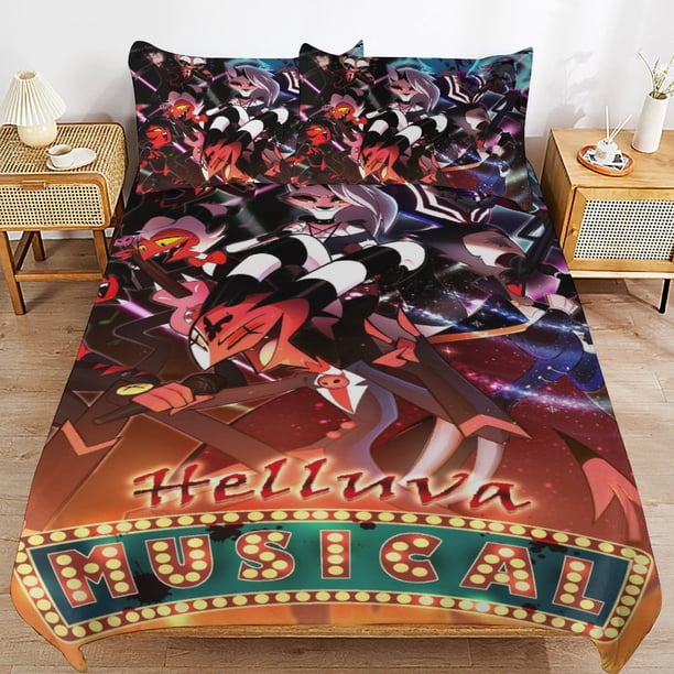 Hazbin Hotel Helluva Boss Bedding Set Duvet Cover Comfortable and Lightweight Cartoon Bedding 3 Piece Bed Set