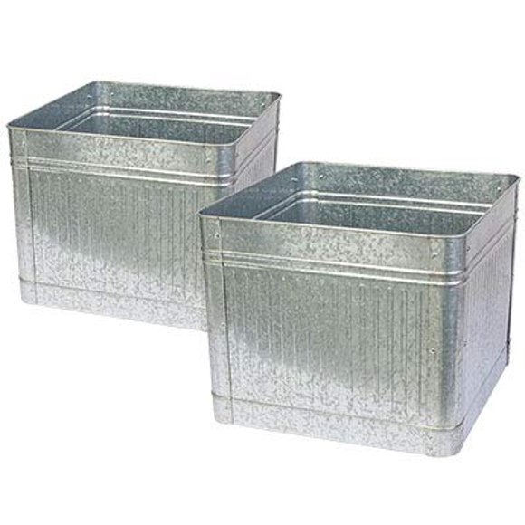 Maceta Panacea Vintage, cuadrada, envejecida, galvanizada, 21 L x 2