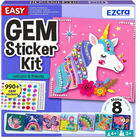Kit de stickers de gemas EZCRA, 990 unidades, 8 proyectos