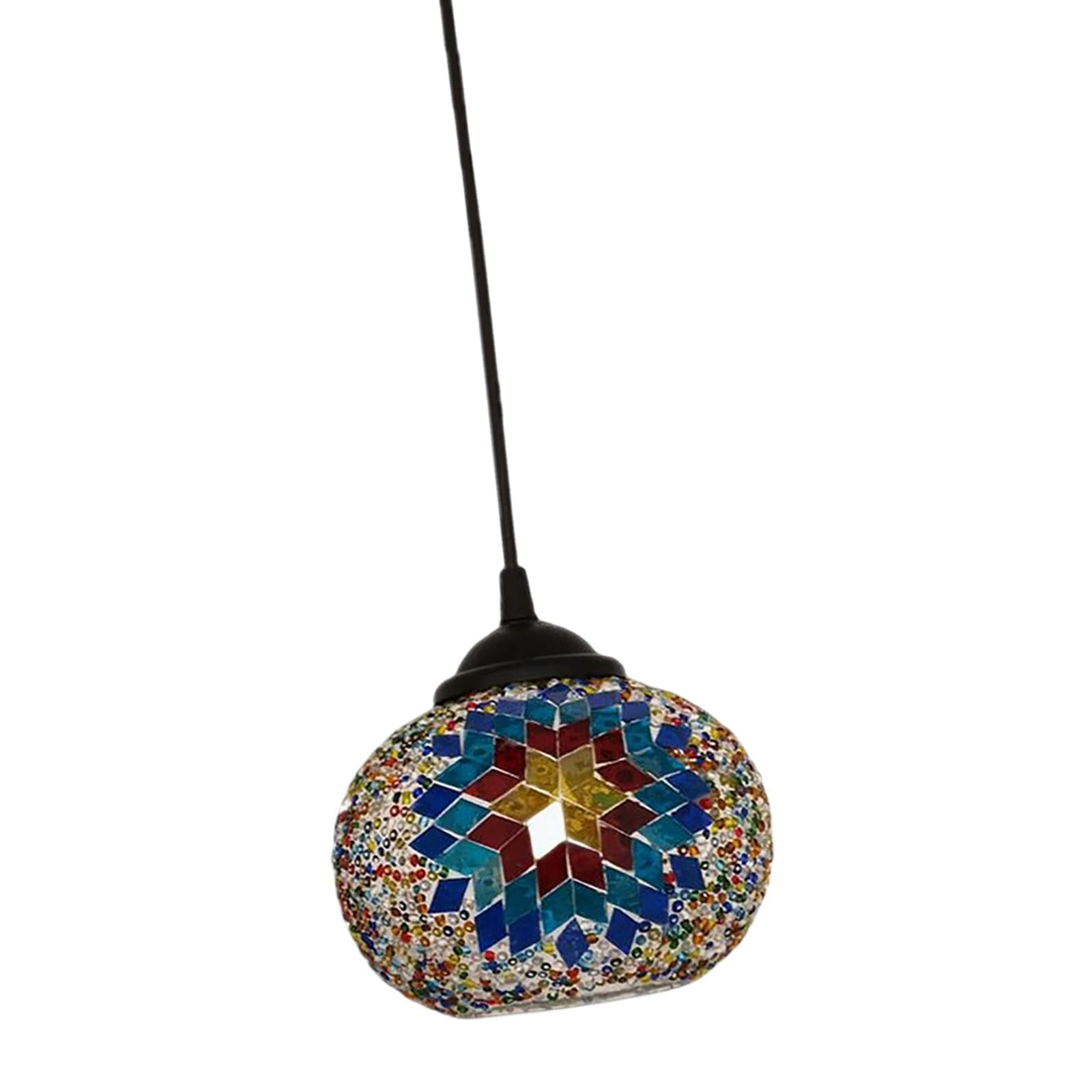 Ioensy - Lámpara Colgante Turca Mosaico Iluminación Vidrio Coloreado Hecho A Mano Para Decoración Del Hogar B