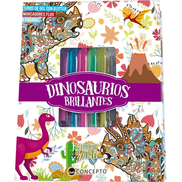 Libro MEGAKIT DE ARTE - DINOSAURIOS BRILLANTES