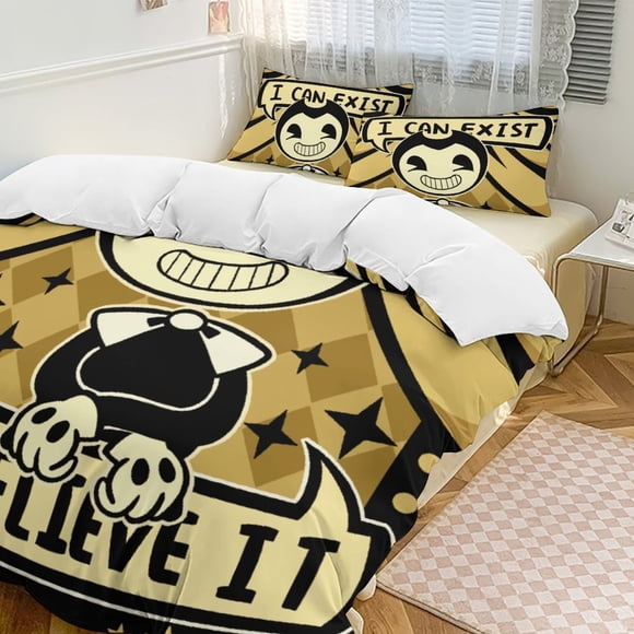 Bendy And The Ink Machine 3-Piece Bedding Set Soft Warm And Comfortable Soft Bed Set for Bedroom