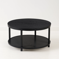 Klik Muebles - Mesa De Centro Redonda Negra - Diseño Moderno Con Doble Nivel