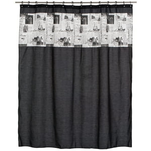 Gentile - Cortina De Baño Ducha Negro Diseño Diario 200X200 Cms Medida Especial