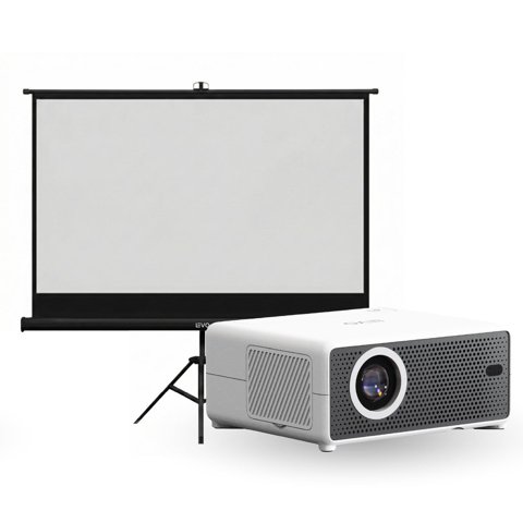 Proyector Portátil Hexa 8000Lm + Telón 100"" Negro Levo