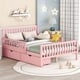 thumbnail image 1 of Full Size Wood Platform Bed with Guardrails on Both Sides and Two Storage Drawers ,Pink, 1 of 3