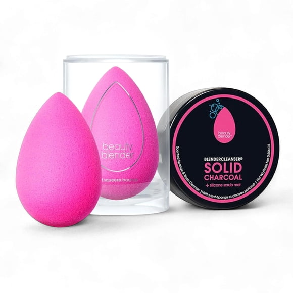 Set de esponjas de maquillaje beautyblender Original Pink + Blendercleanser de carbón sólido