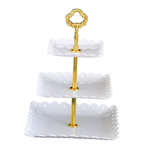Bothyi - Soporte Para Cupcakes De 3 Niveles, Bandeja Para Servir Pasteles, Estante Para Refrigerios Para Mesa De Comedor En Casa, Color Blanco
