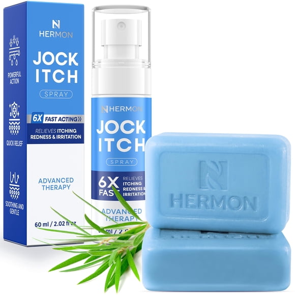 Kit Antifúngico Hermon para Picazón Inguinal – Spray y Jabón 60 ml, 2 barras