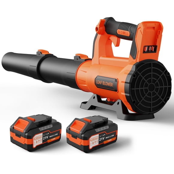 Soplador de hojas QIYORL inalámbrico de 21V con 2 baterías de 5.0Ah