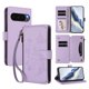 thumbnail image 1 of Funda Cartera Mariposa para [Google Pixel 9 5G] con Soporte y Cremallera Morado claro, 1 of 6