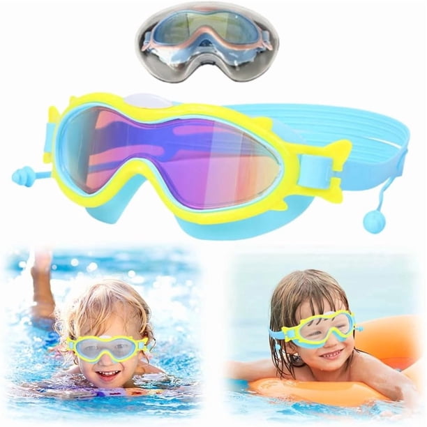 Gafas natación niños montura grande visión amplia antivaho impermeable correa ajustable