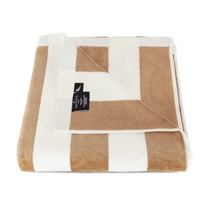 Toalla De Playa Nautica 100% Algodón 163X81 Diseño Rayas Beige