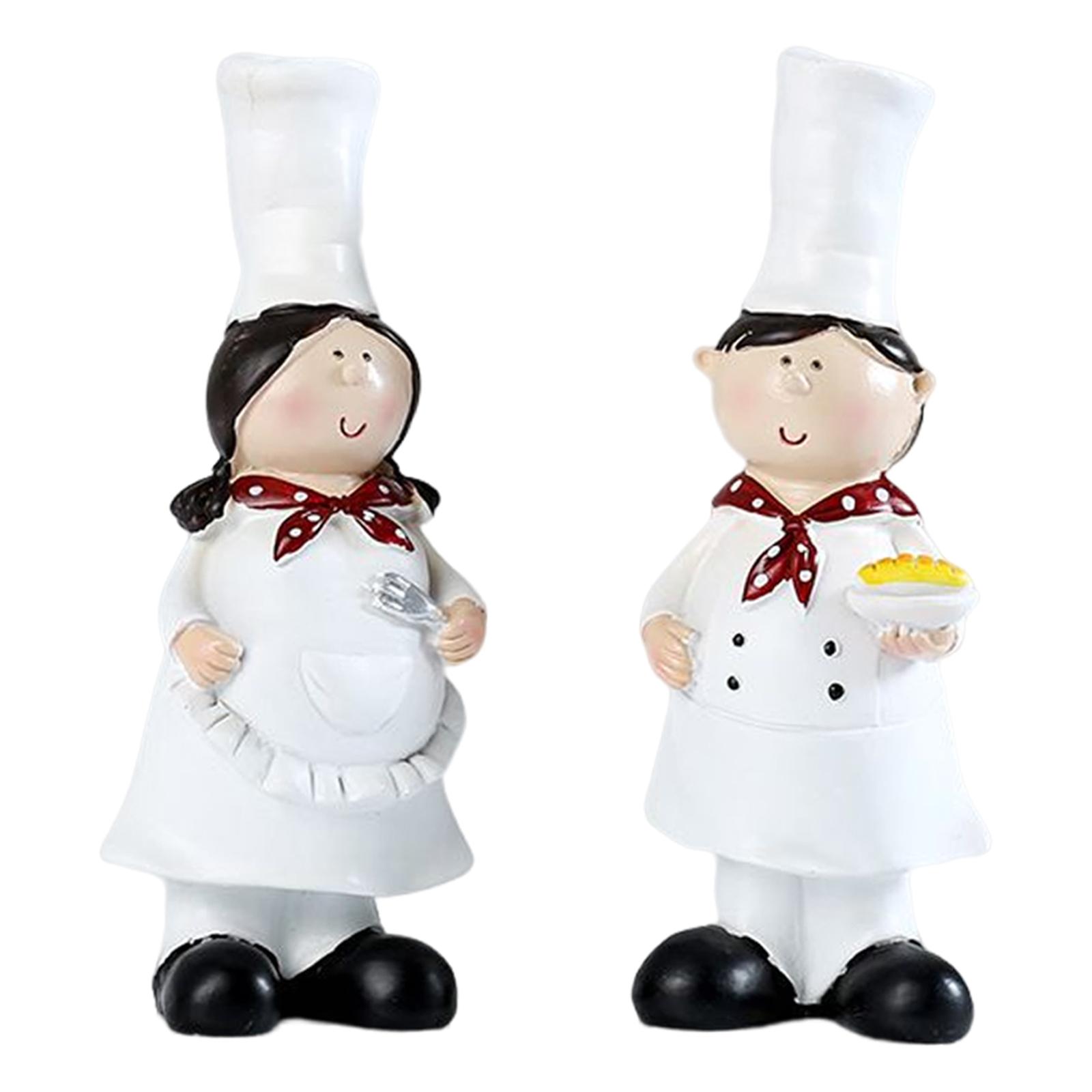 Magideal - 2 Uds. Estatuilla De Pareja, Esculturas De Estatua De Cocinero, Artesanías Coleccionables Modernas Para Armario, Estantería, Cocina,