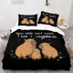 thumbnail image 1 of A Soft Microfiber Bedding Featuring a Charming Capybara Family Design on a Black Background with the Phrase "I Love Capybaras." Includes One Duvet Cover and Two, 1 of 1