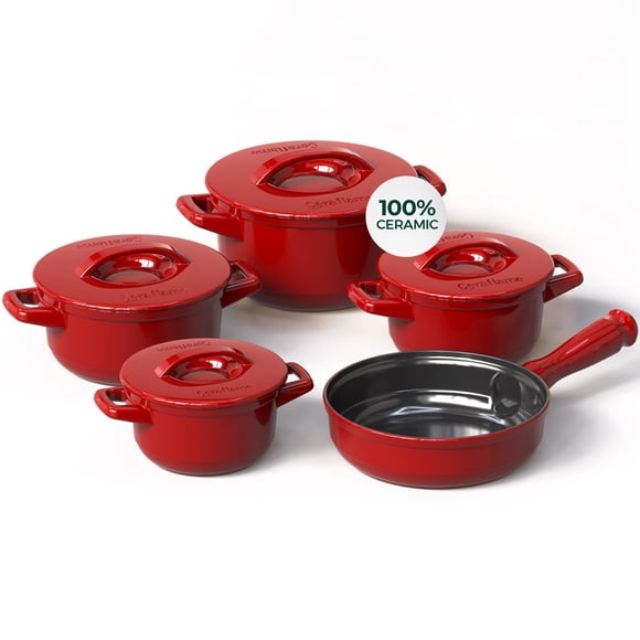 Juego de utensilios de cocina Ceraflame de cerámica pura, saludable y no tóxica, rojo
