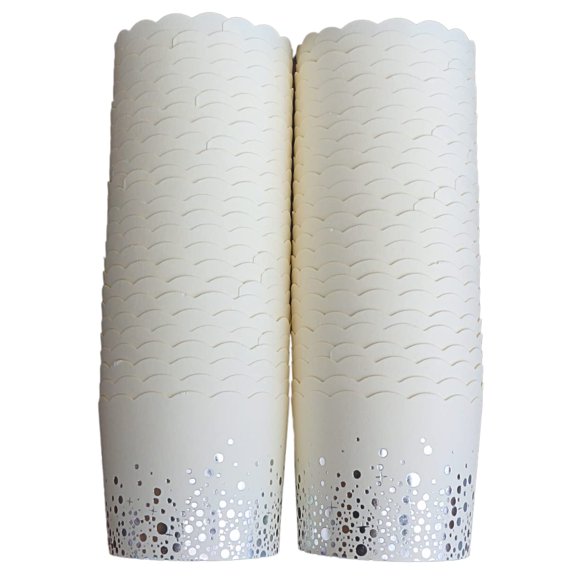 Vasitos para hornear BAKE-IN-CUP paquete de 50 grandes con confeti plateado