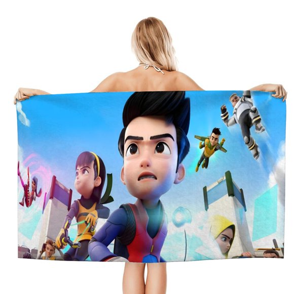 Ejen Ali Toalla de playa de secado rápido con diseño temático, regalo para mujeres y niñas, ideal para cumpleaños, fans, amantes de la música, uso en la playa o al aire libre, 78 × 150 cm
