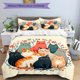 thumbnail image 1 of Cats & Flowers Quilt Cover Set - Soft & Comfortable Polyester Fabric All-Season Breathable Comforter Set for 1 Quilt Cover & 2 Pillowcases (No Core) Ideal for H, 1 of 1