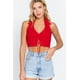 thumbnail image 3 of Suéter de Punto Corto con Cuello Halter Fruncido, Rojo Brillante, Talla S, 3 of 5