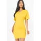 thumbnail image 2 of Saronite Vestido Mini Básico Ajustado de Manga Corta con Cuello en V, Color Mostaza (para Mujer), 2 of 2