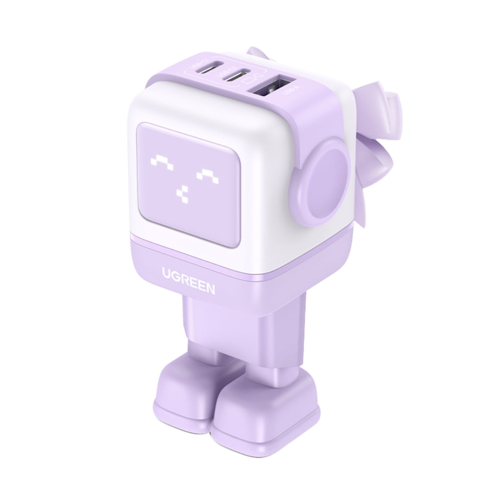Ugreen - Robot Gan Tech Cargador 65w 1 Usb-a + 2 Usb-c Purpura Cd361