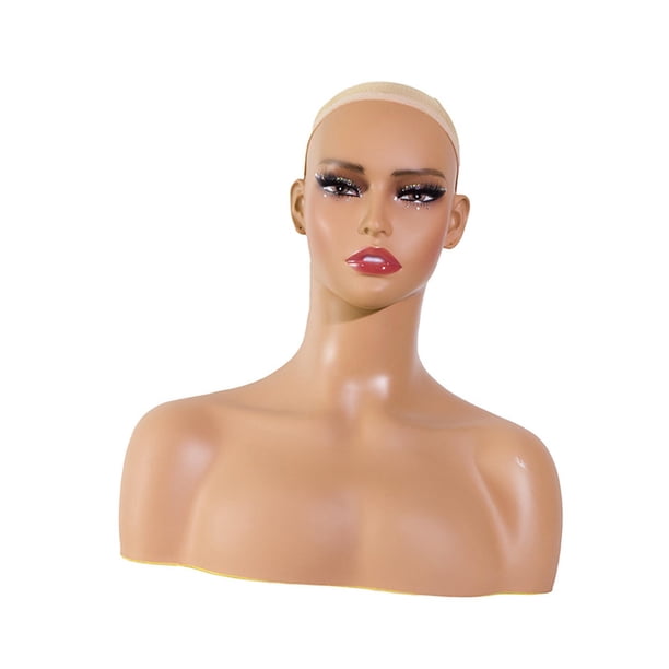 Busto de cabeza de Maniquí de maquillaje, exhibición de peluca resistente y realista estable, pendientes para gorra, fabricación de peluca y bufandas,