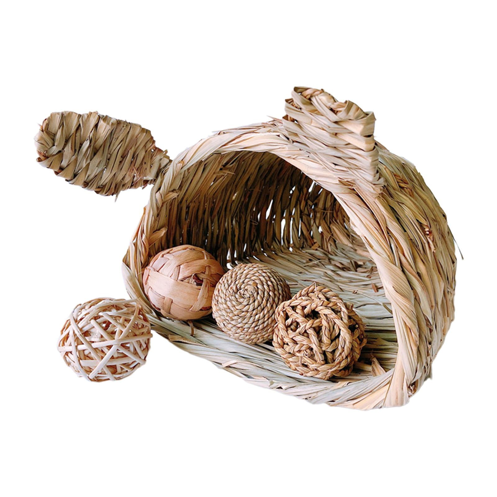 Magideal - Cabaña De Hierba Para El Hogar Con Aberturas, Jaula Para Casa De Juegos Hecha A Mano, Cabaña De Paja Hecha A Mano, Casa De Hierba Escondida Para Jugar