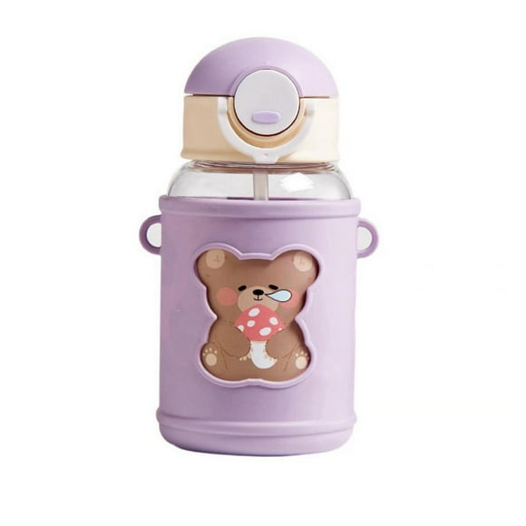 Botella De Agua Portatil 620ml Osito Kawaii Morado Infantil