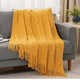 thumbnail image 2 of Manta decorativa tejida para sillón, piecera o cama color amarillo, 2 of 3