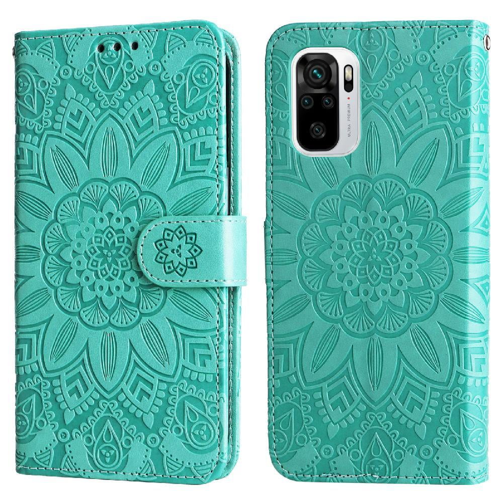 Funda Tipo Cartera Foxdock Para Xiaomi Redmi Note 10s 4g , Diseño Girasol En Relieve, Cuero Pu, Cierre Magnético, Soporte Y Tarjetero