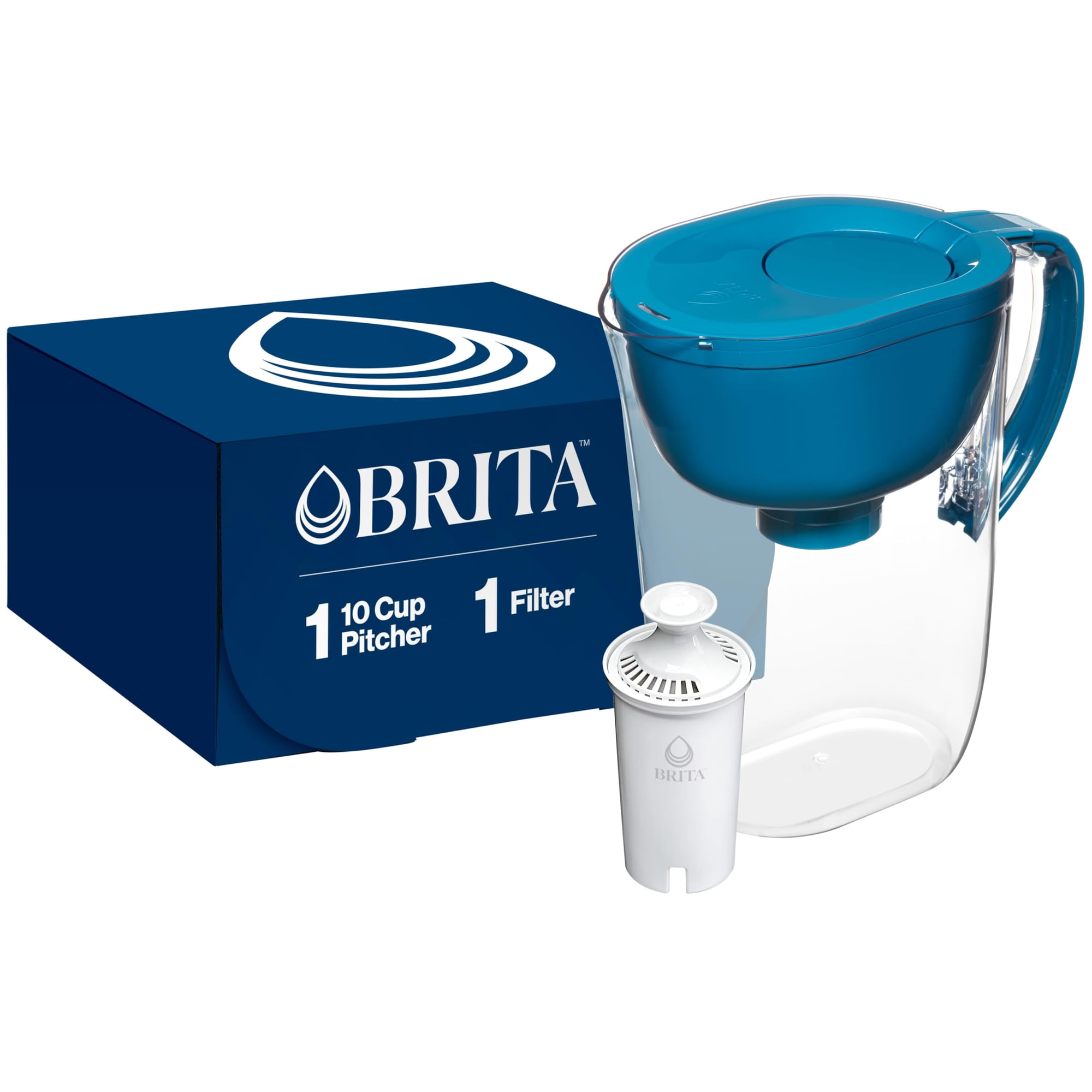 Jarra Con Filtro De Agua Brita, Grande, 2 Meses, 2,4 L, Verde Azulado, Sin Bpa