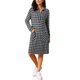 thumbnail image 2 of INSPIRE CHIC Vestidos Vintage de Cuadros para Mujer con Cuello en V, Manga Larga, Casual, Largo hasta la Rodilla, Camisa Vestido M Negro, 2 of 6