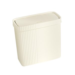 Magideal - Cubo De Basura Delgado Para Cocina Con Tapa, Cesto De Basura Multiusos Para El Hogar Y La Oficina, Contenedor De Basura De 11 X 5,3 X 10,7 Pulgadas Crema Blanca