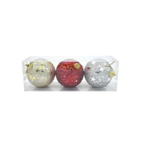 Genérico - Set 03 Bambalinas Esferas Navideñas Colores 8 Cm