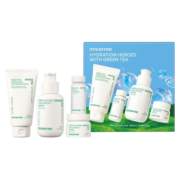 Kit de rutina innisfree Hydration Heroes con cuidado de la piel con té verde