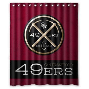 Pinghai - Cortina De Ducha Con Diseño De Los San Francisco 49Ers Con Ganchos (167 X 183 Cm)