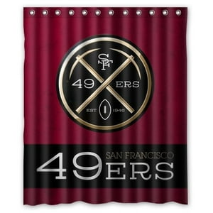 Pinghai - Cortina De Ducha Con Diseño De Los San Francisco 49Ers Con Ganchos (167 X 183 Cm)