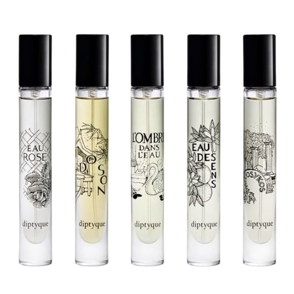 Perfume Diptyque Eau de Toilette en aerosol de viaje, 7,5 ml (paquete de 5)