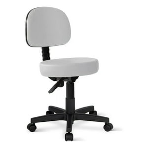 Glomed - Piso Taburete Consulta Medica Con Respaldo - Blanco Blanco