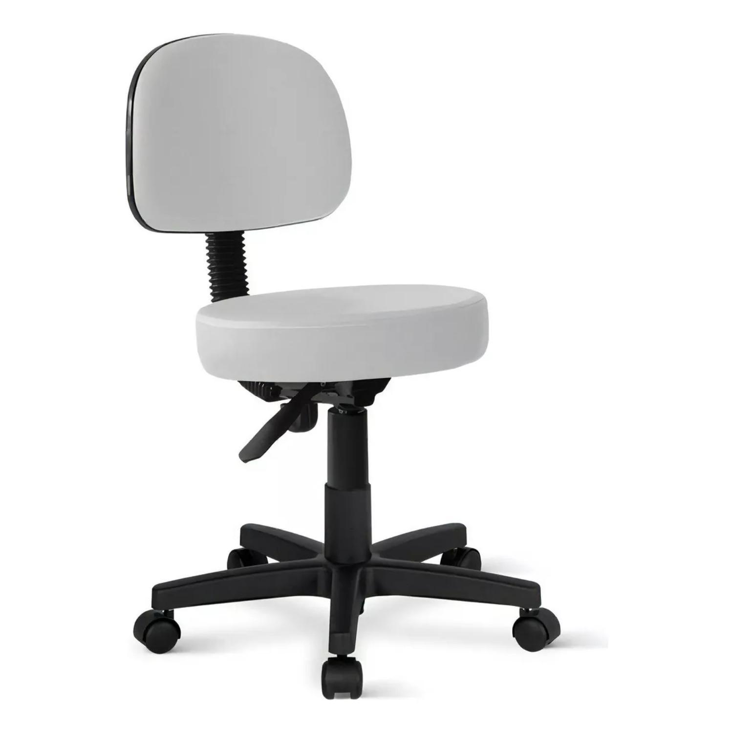 Glomed - Piso Taburete Consulta Medica Con Respaldo - Blanco